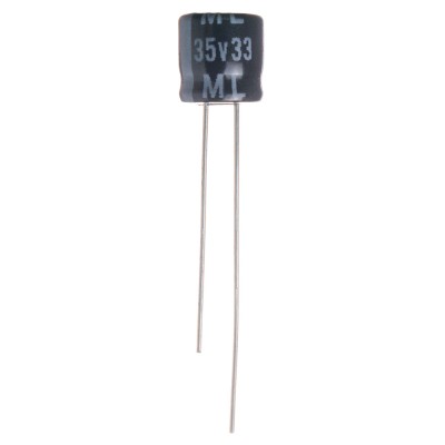 Конденсатор електролітичний 33мкФx 35В, 105°C, 6,3x7
