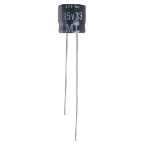 Конденсатор електролітичний 33мкФx 35В, 105°C, 6,3x7