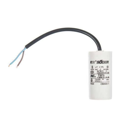 Конденсатор пусковий CBB60 8uF 450VAC 5% 69.8x33.9mm