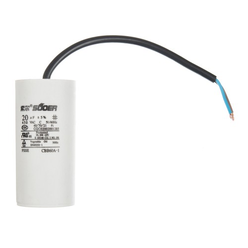 Конденсатор пусковий CBB60 20uF 450VAC 5% 92x44.5mm
