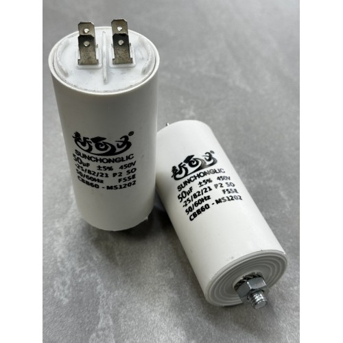 Конденсатор пусковий CBB60 50uF 450VAC 5% 69.8x33.9mm з клемами та болтом