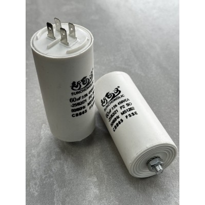 Конденсатор пусковий CBB60 60uF 450VAC 5% 69.8x33.9mm з клемами та болтом