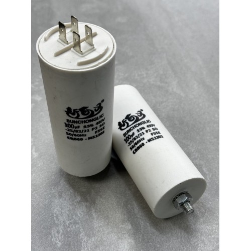 Конденсатор пусковий CBB60 100uF 450VAC 5% 69.8x33.9mm з клемами та болтом