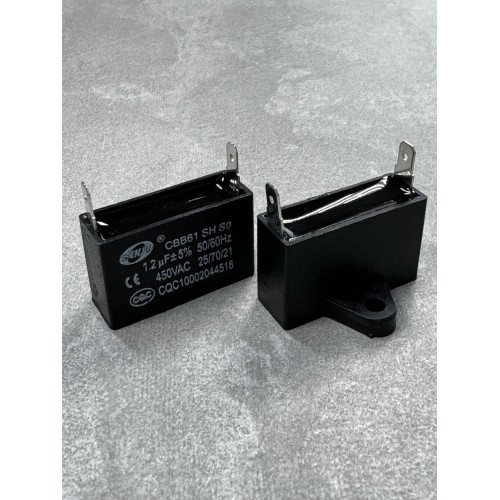Конденсатор пусковий CBB61 1.2uF 450VAC 5% 37.1x21.7x10.9mm з клемами