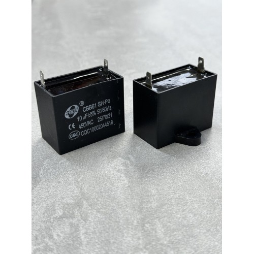 Конденсатор пусковий CBB61 10uF 450VAC 5% 37.1x21.7x10.9mm з клемами